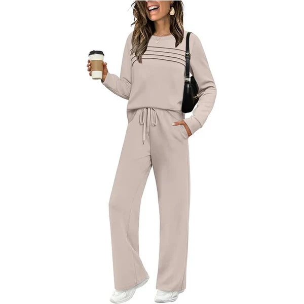 Women's Crew Neck Top & Drawstring Pants Set